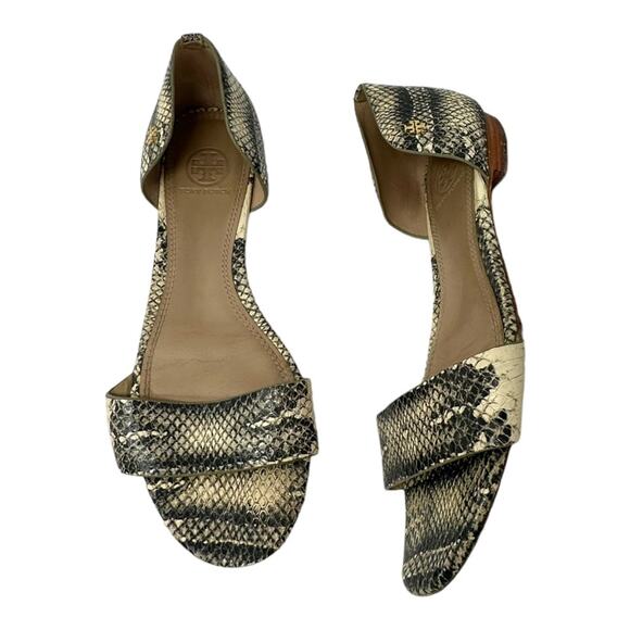 Tory Burch Savannah D'Orsay Snakeskin Print Flat Sandals Size 8.5 - Picture 6 of 11